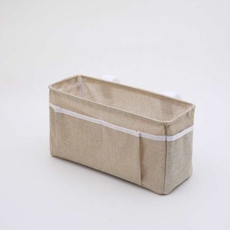 Organisateur de Lit, Poche de rangement de chevet, organiseur de chevet à suspendre Panier de Lit Chevet Suspendu, pour lit superposé, peut contenir la télécommande TV(Beige),311116cm (1/4)