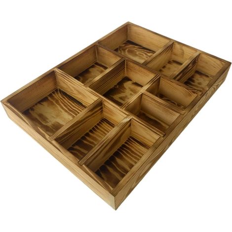 Boîte à Bijoux en Bois Divisée en 10 Compartiments, Plateau de Rangement pour Bracelets et Montres, Facile à Ouvrir Maison Voyages (1/5)