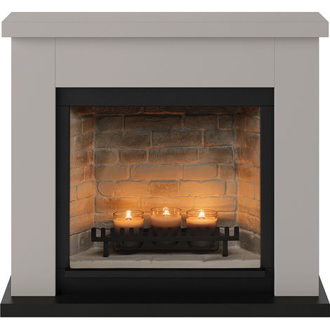TAGU Cheminée électrique à bougies parfumées - FRODE Zenflame - Effets flammes et crépitement - Beige
