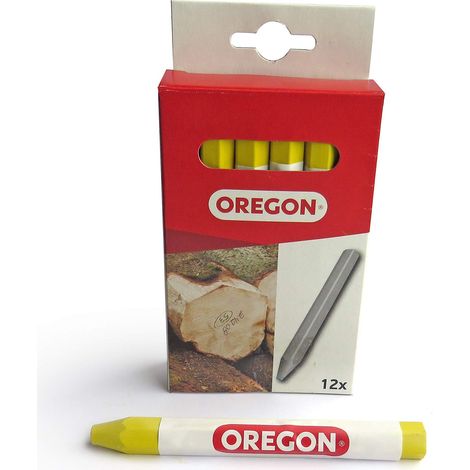 Oregon Multi Surface Marking Crayon – Confezione da 12 Pastelli Professionali con Struttura Antiscivolo a 6 Lati, Scrivono su Legno, Metallo, Cemento, Piastrelle, Ceramica, Plastica e Vetro, Giallo (1/4)