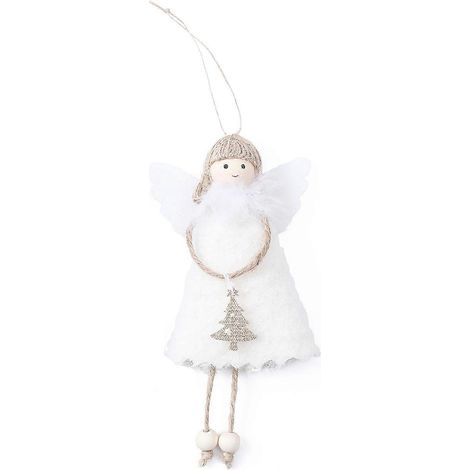 Peluche ange poupée sapin décoration, mignon petit pendentif, pour Thanksgiving fête de fin d'année décoration,Blanc (1/5)