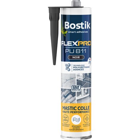 Bostik Mastic Colle Flexpro PU811 – Colle et Jointe Tous Matériaux – Multi-Usages – Intérieur/Extérieur et Milieux Humides – Formule Polyuréthane Haute Performance – Couleur : Noir – 300 ml