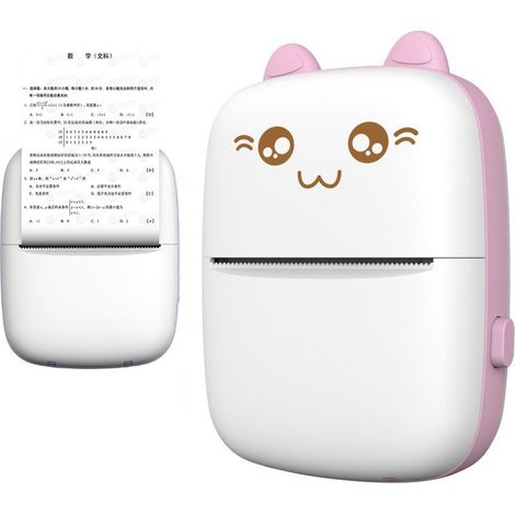Foglio informativo sulla stampante termica per etichette Mini Cat dal telefono Bluetooth Fun Print rosa (1/5)