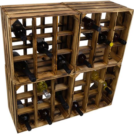 4er set Weinregal 9er geflammt Flaschenregal Weinschrank Weinablage Flaschenkiste (auch für große Flaschen) (1/5)