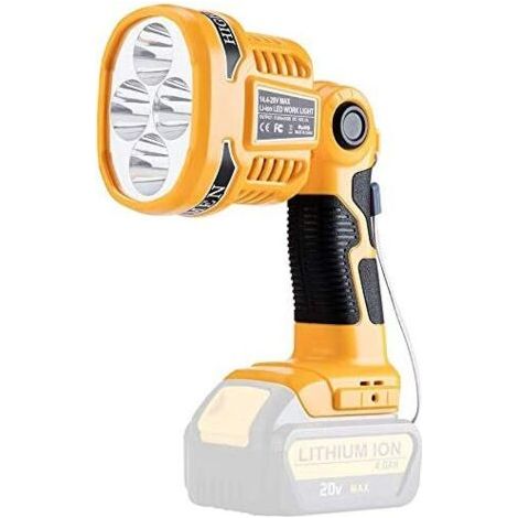 18V Tools Projecteur à LED extérieur portable longue portée avec lampe de poche USB 12W Lampe de travail à LED sans fil compatible avec Dewalt 18V 20V Max la batterie au lithium DCB180 DCB200 (1/5)