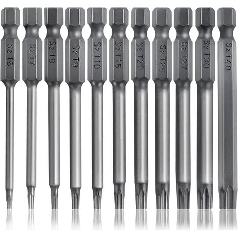 11PCS Ensemble d’embouts de tournevis à tête Torx avec boîte carrée transparente Long Torx Tournevis de sécurité Ensemble de perceuse Ensemble d’embouts de tournevis à tête Torx magnétique (1/5)