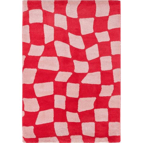 Tapis rouge moderne à poils longs doux intérieur - 80 x 140 cm (1/5)