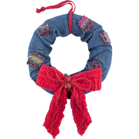 Jeans con fiocco in lana rosso 51x33x9 cm