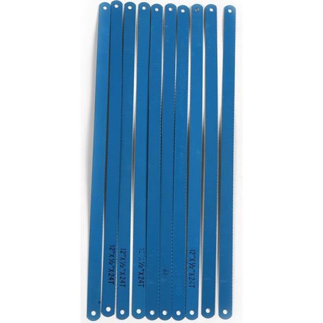 Lot de 10 lames de scie à métaux bleues en acier au carbone 24 TPI pour couper des tubes en acier inoxydable et des tôles métalliques minces (1/5)