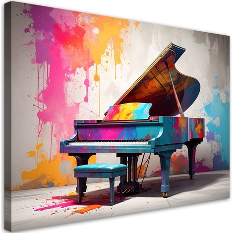 Toile Imprimée, Piano coloré musique,30x20 (1/4)