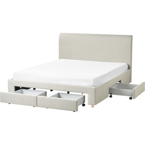 Bed with Storage Drawers Fabric SOUTRIN 160 x 200 cm (EU King Size) Beige