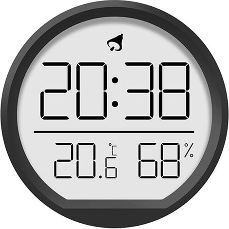 Horloge numérique (avec alarme et affichage de la température) — Double fixation : magnétique et murale — Idéale pour la maison et le bureau — Noir (1/5)