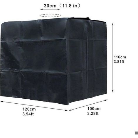 Housse pour cuve IBC de 1000 L, housse pour réservoir d'eau, housse de protection résistante aux UV (116 x 100 x 120 cm, noir) (1/5)