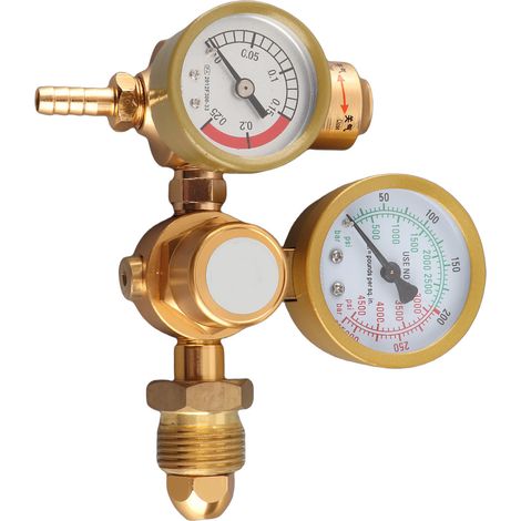 Détendeur gaz Argon CO2 manomètre pour soudage TIG MIG débitmètre 4500psi valve réductrice pression bouteille sortie 1/4in 6.605GPM (1/5)