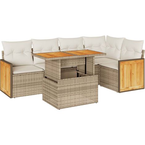 Maison Exclusive - Set sofás jardín y cojines 6 pzas ratán sintét (1/5)
