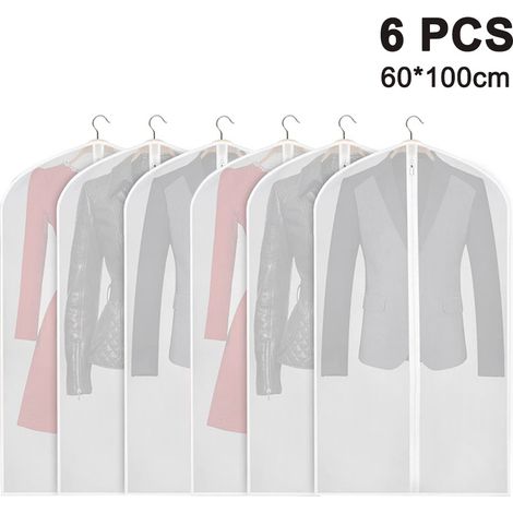 Housse à vêtements blanche pour costume, idéale pour le rangement et la protection à long terme des vestes, manteaux et costumes. (1/5)