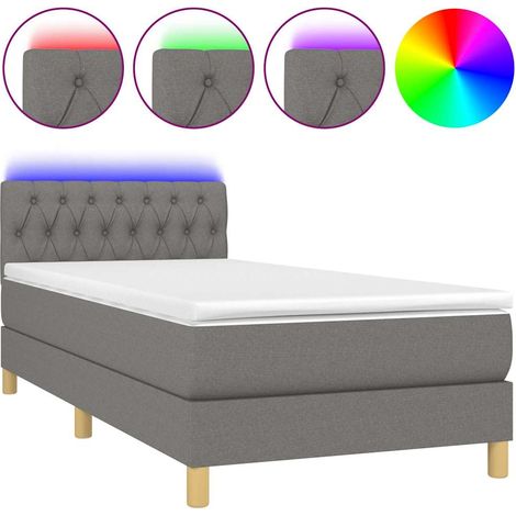 Maison Exclusive - Cama box spring con colchón y LED tela gris os (1/5)