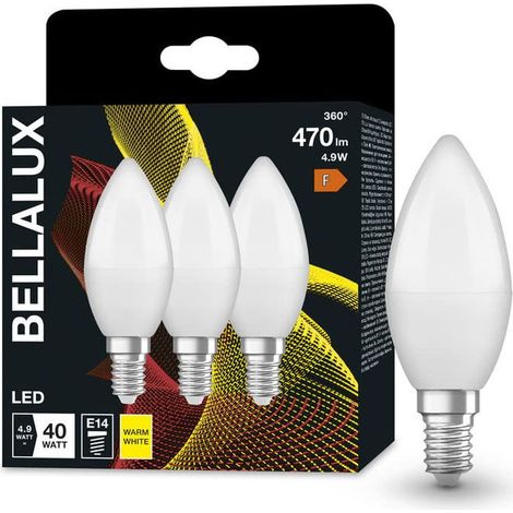 Ledvance Bellalux Lampadine LED E14 A Candela 4,9W 470 Lumen Bianco Caldo 2700K Opaco - Confezione da 3