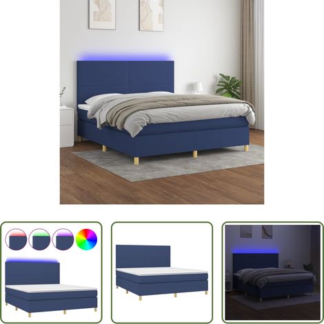 vidaXL LED-Streifen -  Boxspringbett mit Matratze & LED Blau 180x200 cm Stoff (1/5)