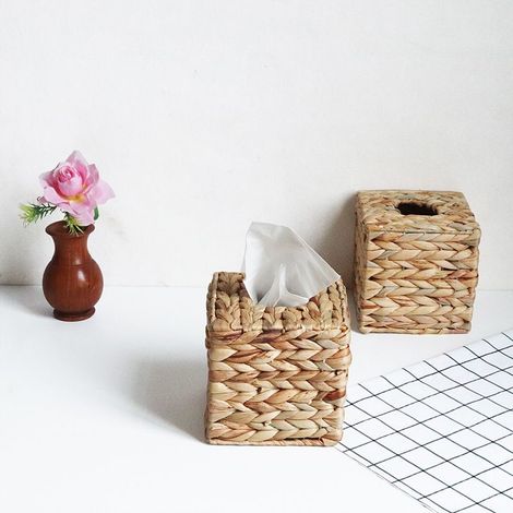 Vintage Taschentuchbox aus Weide, Aufbewahrung für Papierhandtücher im Wohnzimmer, gewebte Papierhandtuchbox, Dekoration im Bohème-Stil, 1 Stück. (1/3)