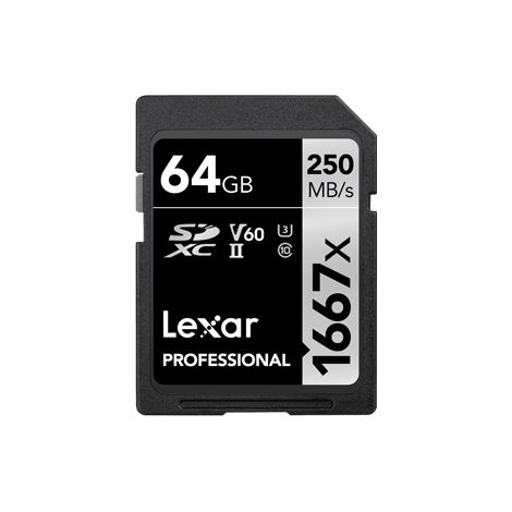 Lexar SDXC Card 64GB Professional 1667x UHS-II V60 U3