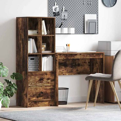 Desk Smoked Oak 125.5 x 40 x 127 cm 2 pcs vidaXL