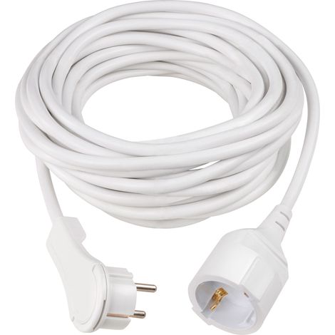 Verlängerungskabel Flachstecker 10 m weiß IP20 H05VV-F 3G1,5