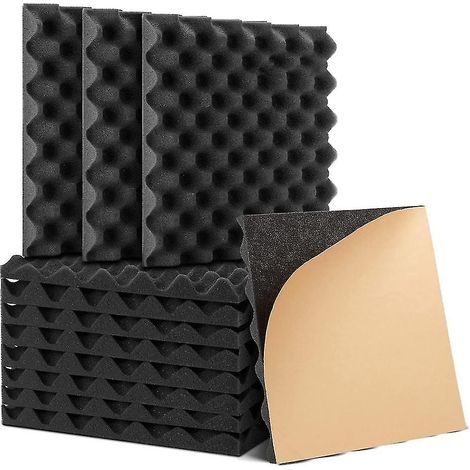 Lot de 12 panneaux en mousse auto-adhésifs insonorisants, panneaux muraux insonorisants haute densité, structure alvéolaire. (1/5)