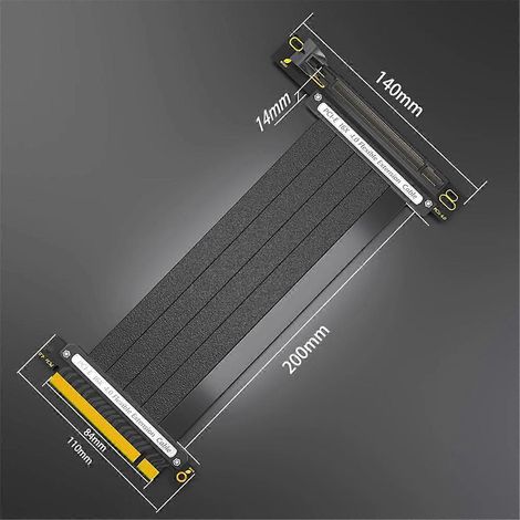 Câble d'extension PCIe 4.0, 16 ports blindés haute vitesse, coudé à 180° (1/5)