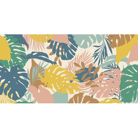 Papier peint panoramique - Feuilles tropicales - 260 cm x 130 cm (1/2)