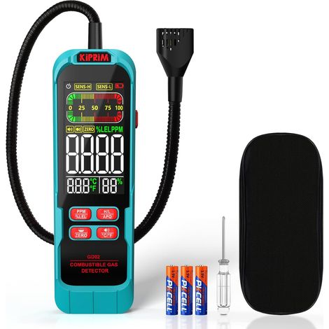 Détecteur de gaz avec col de Cygne étendu de 40 cm, Affichage de la Concentration de gaz en Temps réel PPM ou%LEL, testeur de gaz Naturel Portable avec Alarme sonore et visuelle GD02 (1/5)