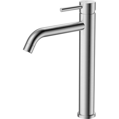 Avapax Robinet de lavabo sur pied - Acier brossé - Forme cylindrique - Résistant à la corrosion (1/2)
