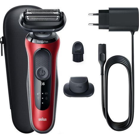 Braun Series 6 61-R1200s Elektrischer Rasierer Schwarz Rot