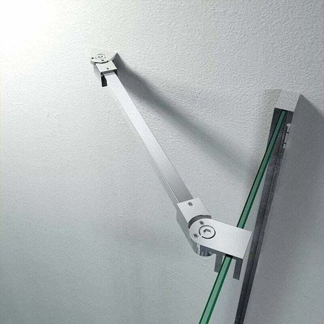 Porta doccia senza telaio in acciaio inox da 40 cm, pannello fisso, barra di supporto da parete a vetro per vetri di spessore 8-10 mm. (1/4)