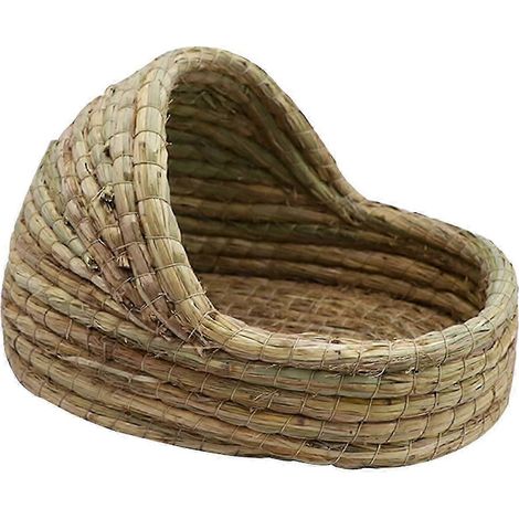 Stroh-Hamsternest, Spielzeug, pantoffelförmiges Kaninchenbett für Kleintiere, Kaninchen-27cmx18cm (1/5)