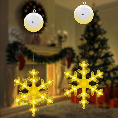 Lumière LED à Ventouse pour Fenêtre – Rideau Lumineux Décoratif pour Noël, Mariage et Fêtes – Lot de 2 (1/4)
