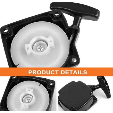 2pcs Lanceur à câble – Pour débroussailleuse 33cc/36cc/43cc/49cc – Avec plaque de traction et kit d’installation – Noir (1/4)
