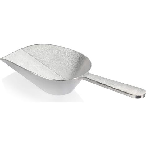 Grande louche à peser en aluminium à fond plat argentée 210 mm, pour farine et épices (1/5)