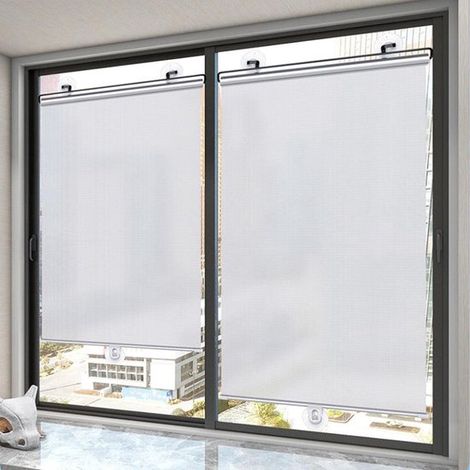 Confezione da 2 tende a rullo oscuranti regolabili con ventose, colore argento, 40x125 cm. (1/5)