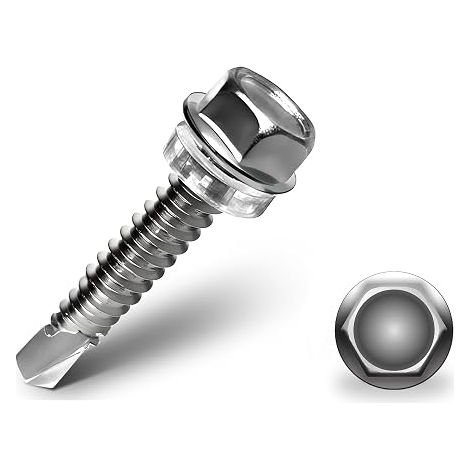 vis autotaraudeuses M6,3 x 19 mm en acier inoxydable 410 Vis à tôle hexagonale Vis à tôle trapézoïdale Vis de toit en acier inoxydable (1/5)