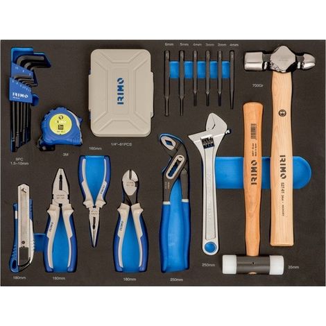 IRIMO - Module mousse 3/3 Outils de frappe, pinces et embouts - 85 pièces