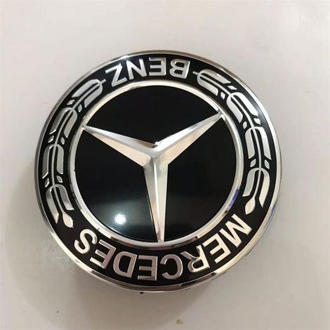 Cache-moyeu 75mm compatible Mercedes-Benz toutes séries – Capuchon centre de jante auto, cache moyeu plastique, accessoire jante voiture, remplacement cache roue, lot 4 pièces – Tout noir (1/2)