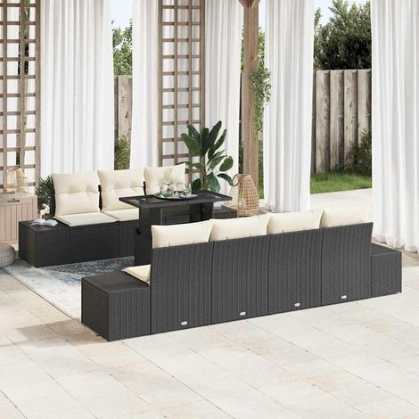 vidaXL Set Divano da Giardino con cuscino 8 pcs Nero e Crema (1/5)