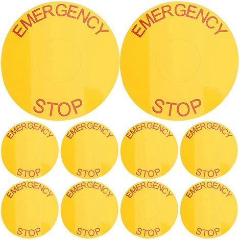 Lot de 10 autocollants d'arrêt d'urgence pour machines industrielles et appareils électriques-6.30X6.30X0.10CM (1/4)