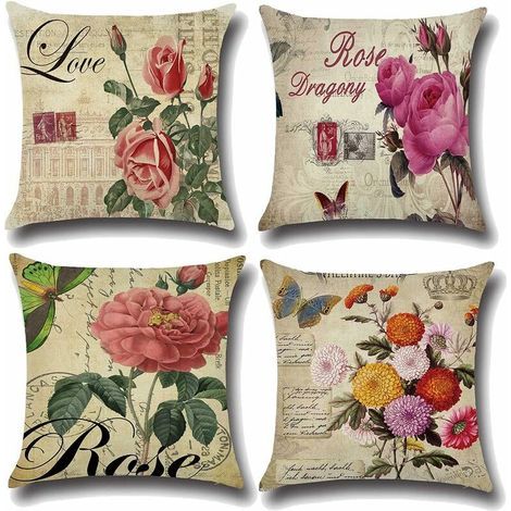 Fodera per cuscino con fenicottero, foglie e albero fiorito, federa per divano, casa, soggiorno, camera da letto, decorazione d'interni, 45x45 cm, set da 4 (1/5)