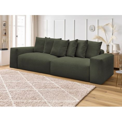 BOBOCHIC - Canapé droit fixe 4 places VOLTAIRE tissu chiné Vert (1/5)