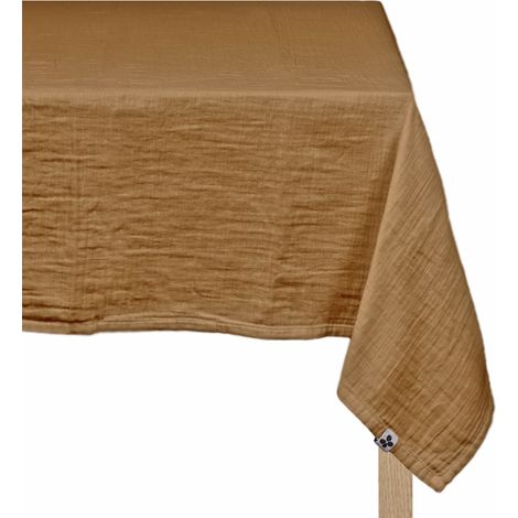 Nappe 150 x 250 cm en double gaze de coton gaufrée camel - PEPA (1/5)