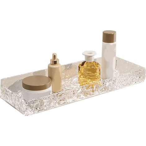 Étagères murales flottantes en acrylique, motif pierre transparente, sans perçage, gain de place pour lavabo de salle de bain (1/5)