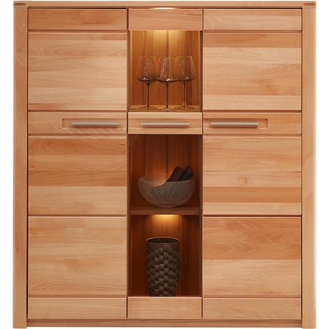Highboard inkl. Beleuchtung, Front Kernbuche massiv NEWTON-36 (1/5)
