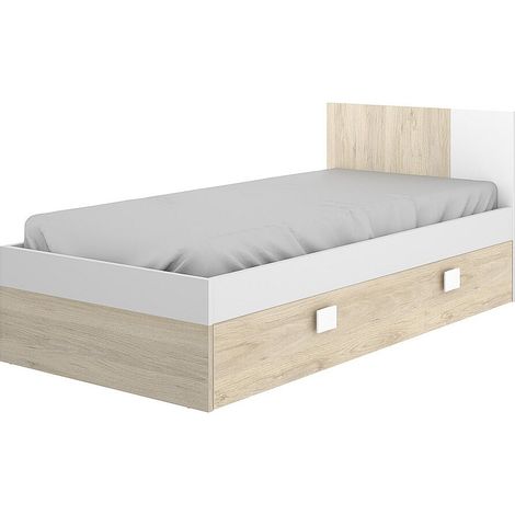 Letto singolo con letto estraibile 90 x 190 cm Quercia e bianco - SONIA (1/3)